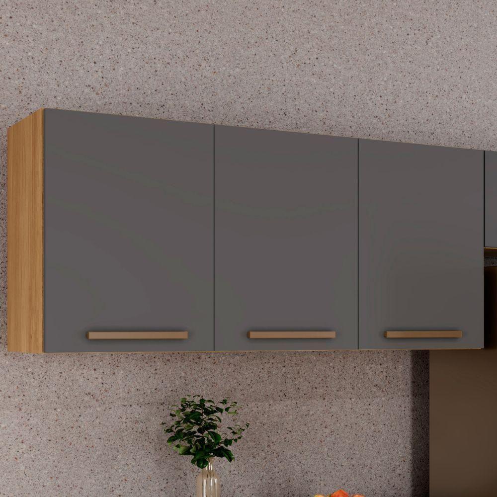 Armário Aéreo ônix 3 Portas Cinamomo Grafite Arte Móveis - 2