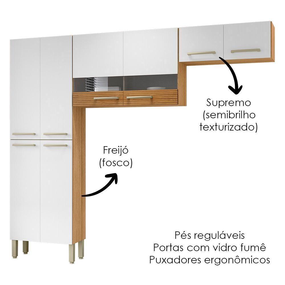 Cozinha 3 Pecas Nala 222 Cm Freijo Supremo Cp Ripado Freijo Ktp - 5
