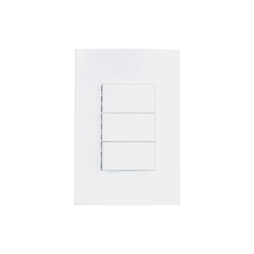 Interruptor Simples E Interruptor Paralelo Duplo Margirius Sleek 10a Com Placa 4x2 Branco Branco - 1