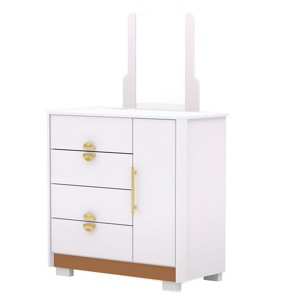 Comoda Com Espelho 4 Gavetas 1p 93 Cm Bel Branco Camarim Vlr Branco Camarim - 1