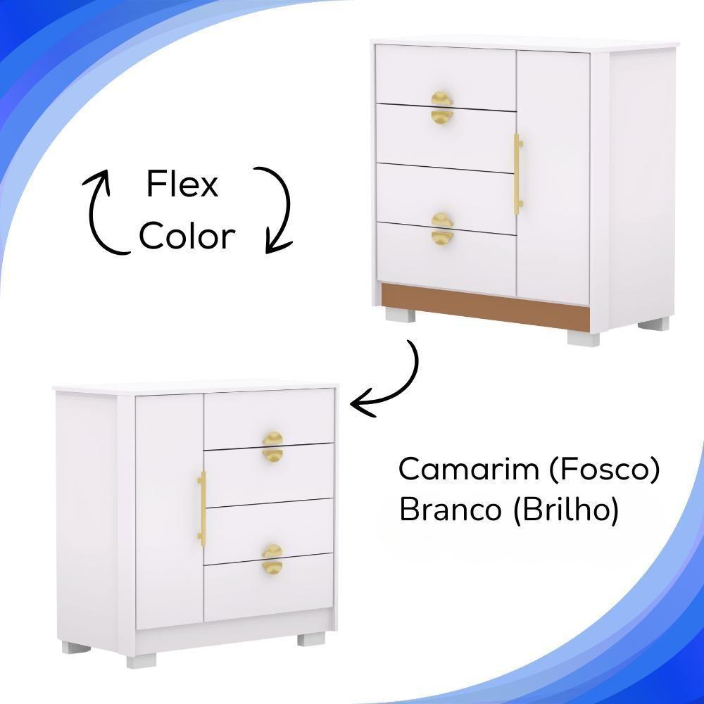 Comoda Com Espelho 4 Gavetas 1p 93 Cm Bel Branco Camarim Vlr Branco Camarim - 4