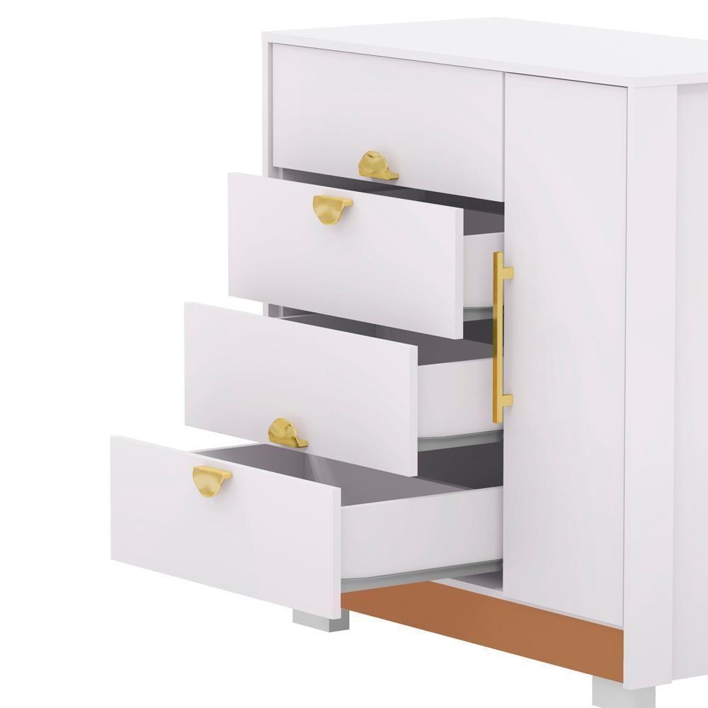 Comoda Com Espelho 4 Gavetas 1p 93 Cm Bel Branco Camarim Vlr Branco Camarim - 6