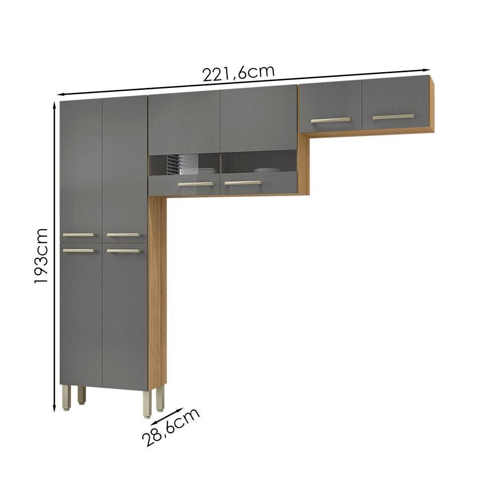 Cozinha 3 Pecas Nala 222 Cm Freijo Gris Ktp Freijo Gris - 3
