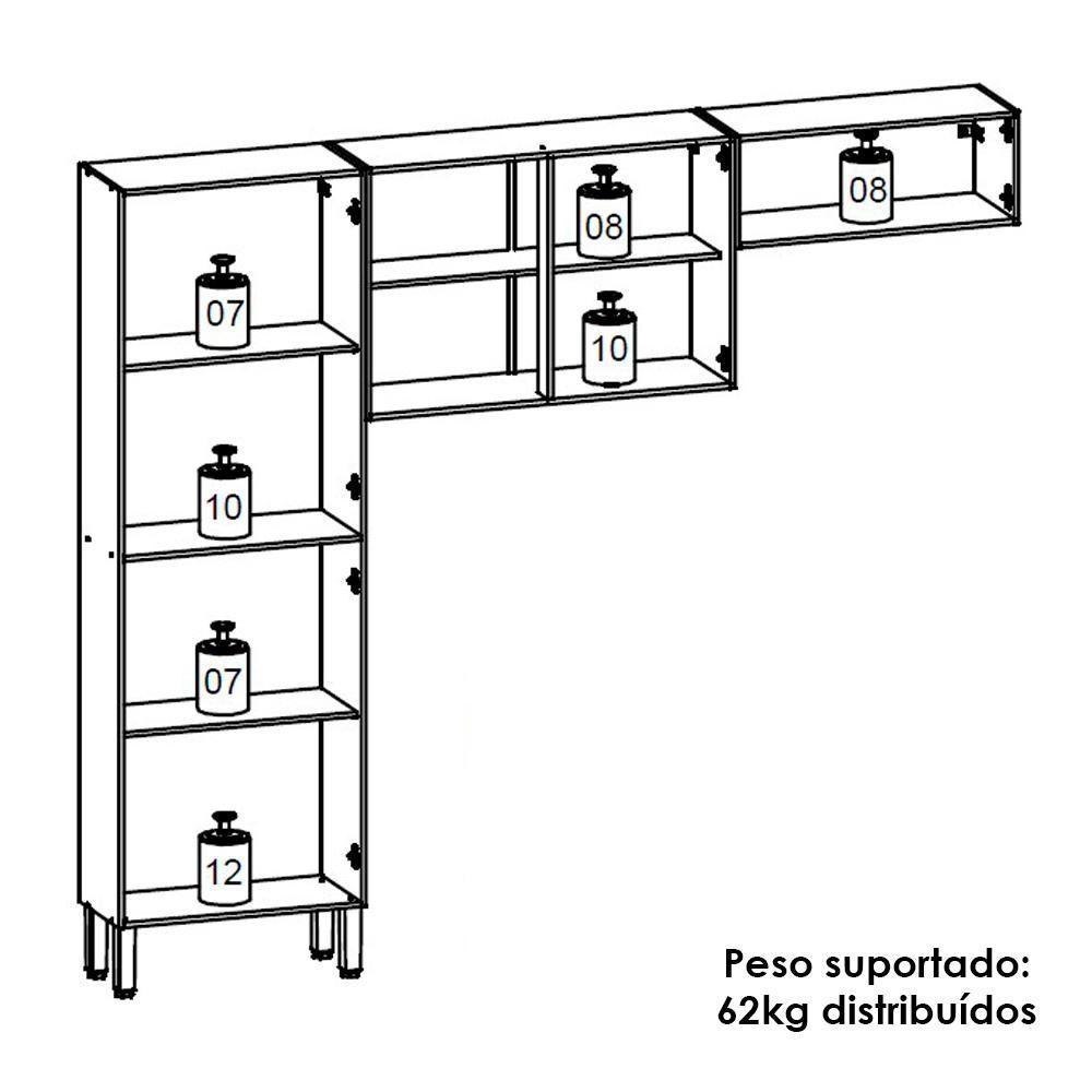Cozinha 3 Pecas Nala 222 Cm Freijo Gris Ktp Freijo Gris - 4