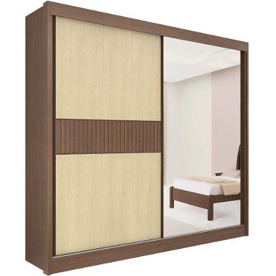 Guarda Roupa Titanium Ripado Castanho Linho 2 Portas 6 Gavetas D?doro