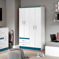 Guarda-roupa Infantil 4 Portas 2 Gavetas Mdp Menu Móveis Branco - 1