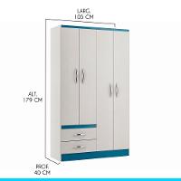 Guarda-roupa Infantil 4 Portas 2 Gavetas Mdp Menu Móveis Branco - 3