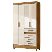 Guarda Roupa Solteiro Sobral Com Espelho E Cômoda Texas Freijó Off White – Moval - 2