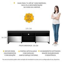 Rack Tv 65" Com Rodízios E Espelho 2 Portas Paris Multimóveis V3330 Preto Preto - 6