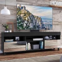 Rack Tv 65" Com Rodízios E Espelho 2 Portas Paris Multimóveis V3330 Preto Preto - 7