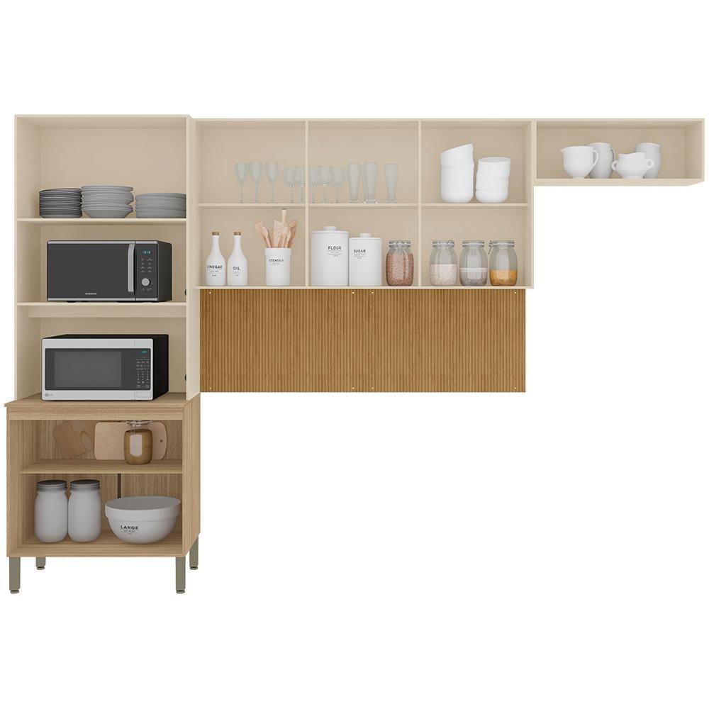 Cozinha 3 Pecas Glam 320 Cm Freijo Vanilla Cp Ripado Freijo Ktp - 3