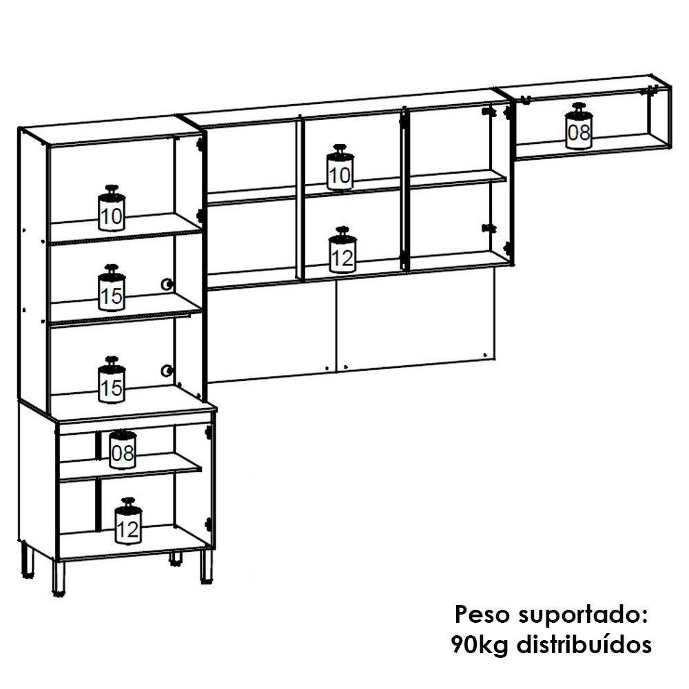 Cozinha 3 Pecas Glam 320 Cm Freijo Vanilla Cp Ripado Freijo Ktp - 5
