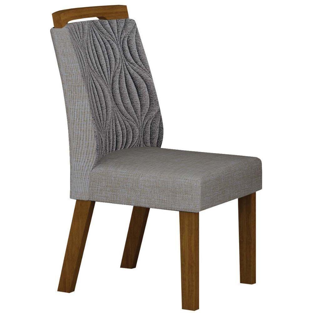 Conjunto 2 Cadeiras De Jantar Ilhéus Linho Cinza Pés Em Madeira Leifer Móveis - 3