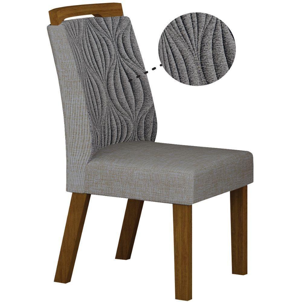 Conjunto 2 Cadeiras De Jantar Ilhéus Linho Cinza Pés Em Madeira Leifer Móveis - 4