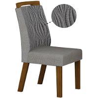 Conjunto 2 Cadeiras De Jantar Ilhéus Linho Cinza Pés Em Madeira Leifer Móveis