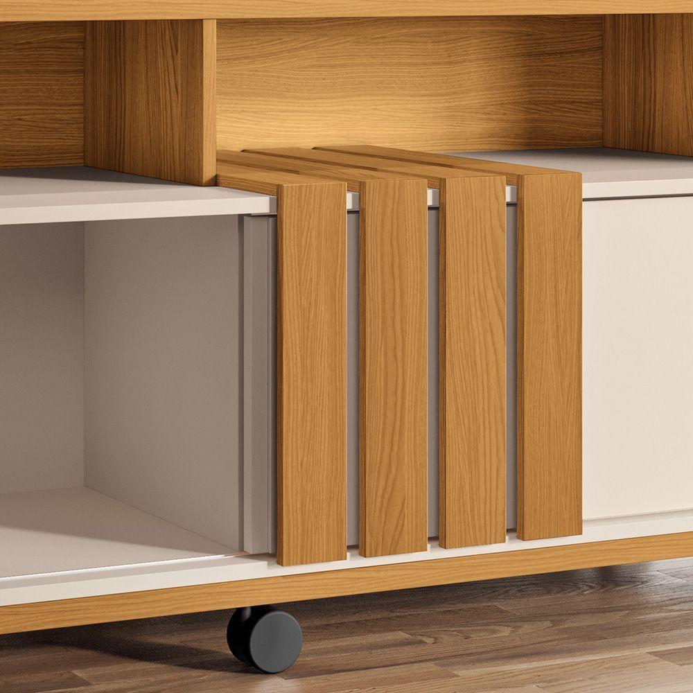 Painel Para Tv 50? Bancada Com Rodízio Karen Cinamomo-off White H01 - DRossi - 7