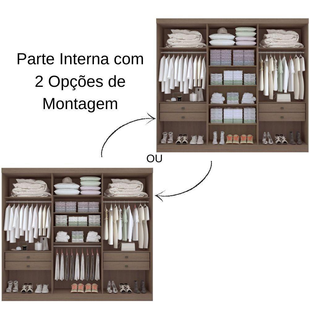 Guarda Roupa Leblon Castanho 6 Portas 4 Gavetas D?doro - 2