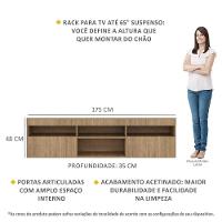 Rack Tv 65" Suspenso Com 2 Portas Paris Multimóveis V3326 Rustic Rustic - 6