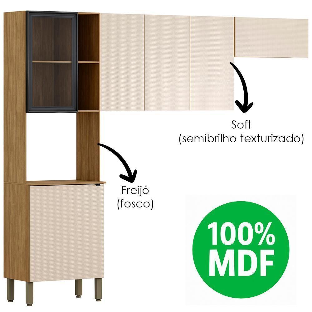 Cozinha 3 Pecas 251 Cm Mdf Vert Plus Freijo Soft Abs Pto Ktp - 6