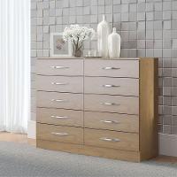 Cômoda Grande Para Quarto Casal 10 Gavetas Mdp Menu Móveis Carvalho - 1