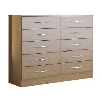 Cômoda Grande Para Quarto Casal 10 Gavetas Mdp Menu Móveis Carvalho - 2