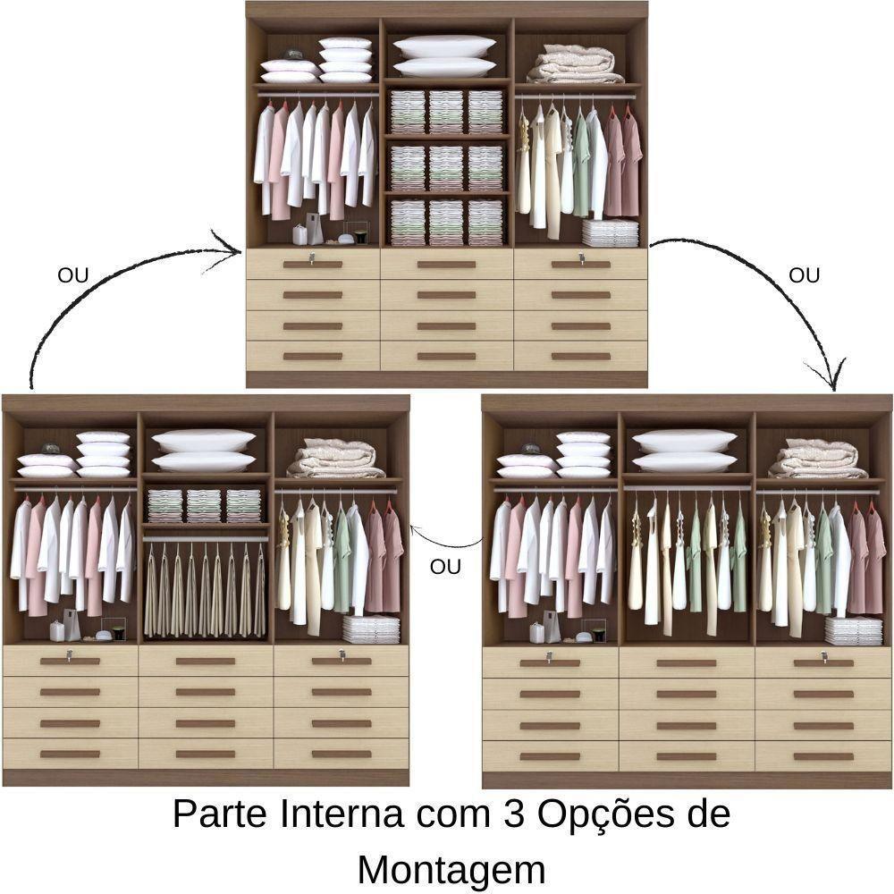 Guarda Roupa Mônaco Plus Castanho Linho 6 Portas 12 Gavetas D?doro - 4