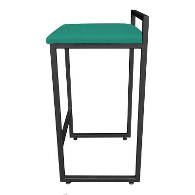 Conjunto 02 Banquetas Alta Lavínia Suede Base Preto DRossi Verde Turquesa