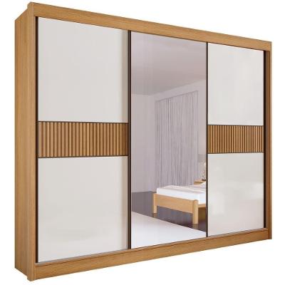 Guarda Roupa Los Angeles Ripado Cinamomo Off White 3 Portas 6 Gavetas D?doro