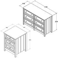 Comoda 6 Gavetas E 02 Mesas De Cabeceira 3 Gavetas Branco Dtall Branco