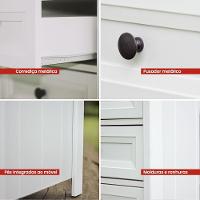 Comoda 6 Gavetas E 02 Mesas De Cabeceira 3 Gavetas Branco Dtall Branco - 5
