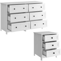 Comoda 6 Gavetas E 02 Mesas De Cabeceira 3 Gavetas Branco Dtall Branco - 9