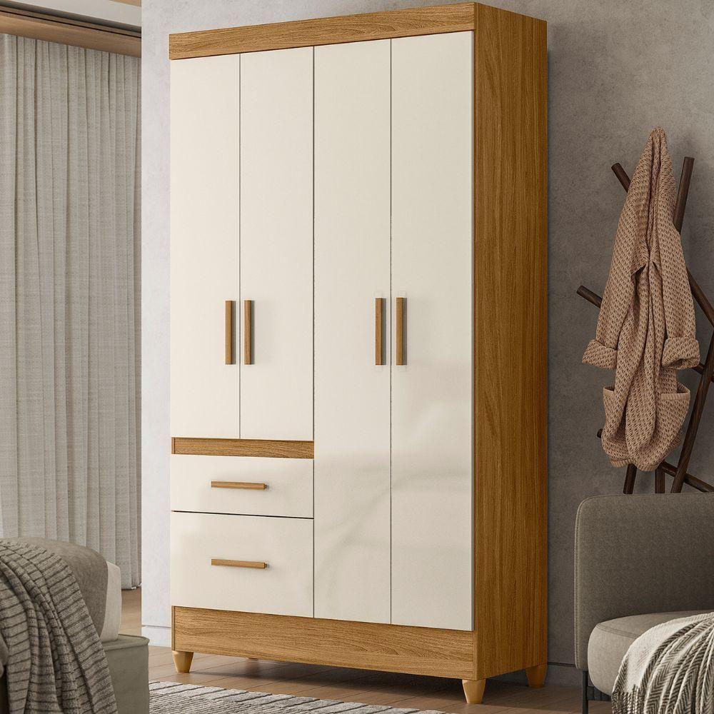 Guarda Roupa Solteiro Madri 4p 110 Cm Freijo Off White Moval - 2