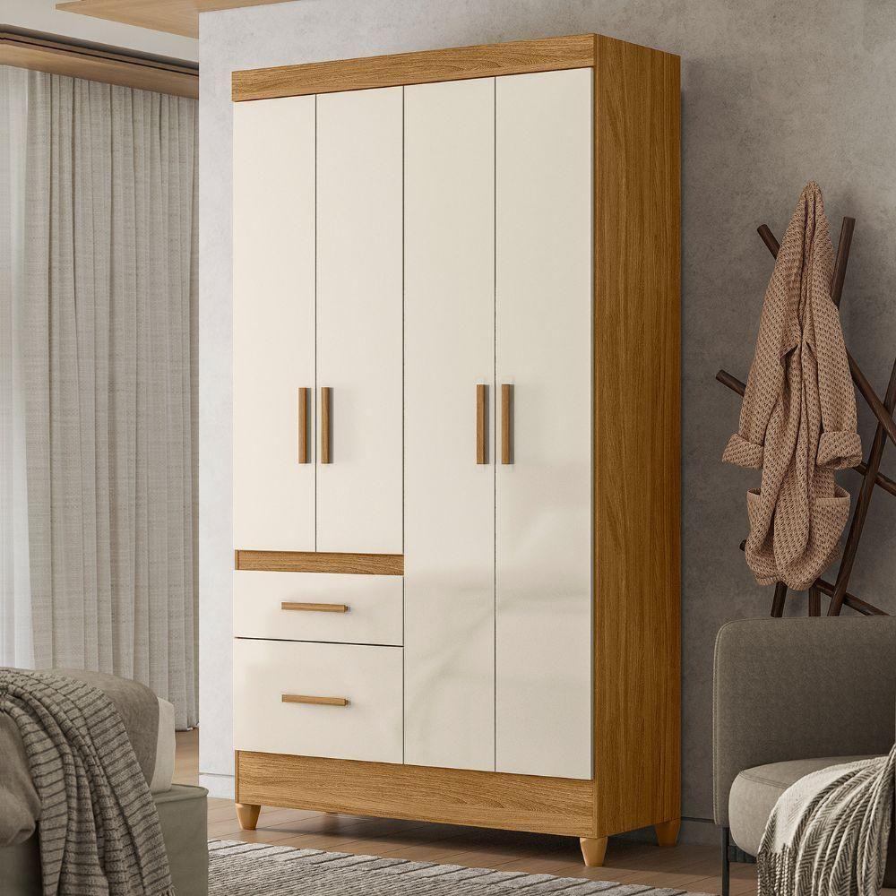 Guarda Roupa Solteiro Madri 4p 110 Cm Freijo Off White Moval - 7