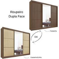 Guarda Roupa Los Angeles Castanho Linho 3 Portas 6 Gavetas D?doro