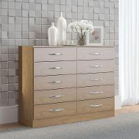 Cômoda Para Quarto 117x92cm 10 Gavetas Mdp 3017 Menu Móveis Carvalho - 1