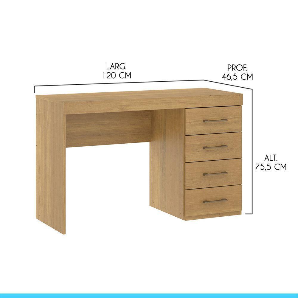 Mesa Escritório 0711 Com 4 Gavetas 120x75cm Mdp Menu Móveis Carvalho - 4