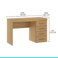 Mesa Escritório 0711 Com 4 Gavetas 120x75cm Mdp Menu Móveis Carvalho