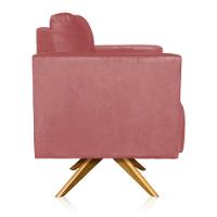 Kit 2 Poltronas Giratória Livia Suede Base De Madeira Ma30 D01 - DRossi Rose
