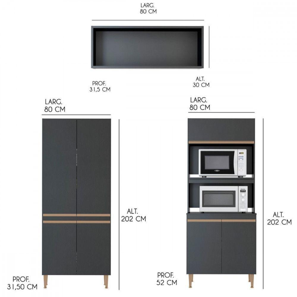Armário Cozinha Completo Sabrina 6pçs. Mdp Menu Móveis Preto - 5