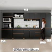 Armário Cozinha Completo Sabrina 6pçs. Mdp Menu Móveis Preto - 2