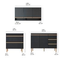 Armário Cozinha Completo Sabrina 6pçs. Mdp Menu Móveis Preto