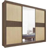 Guarda Roupa Los Angeles Ripado Castanho Linho 3 Portas 6 Gavetas D?doro - 1