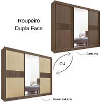 Guarda Roupa Los Angeles Ripado Castanho Linho 3 Portas 6 Gavetas D?doro