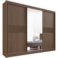 Guarda Roupa Los Angeles Ripado Castanho Linho 3 Portas 6 Gavetas D?doro - 5