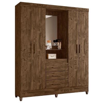 Guarda Roupa Casal Capela 4p 165 Cm Capri Castanho Wood
