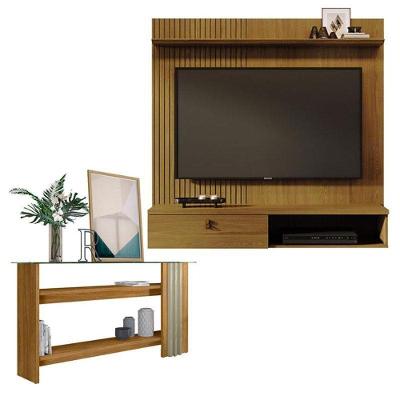 Estante Home Theater Suspenso íris Cumaru Com Aparador Frizz Cumaru Opala - Madetec