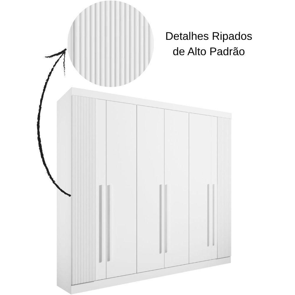 Guarda Roupa Da Vinci Plus Ripado Branco 6 Portas 6 Gavetas D?doro - 4