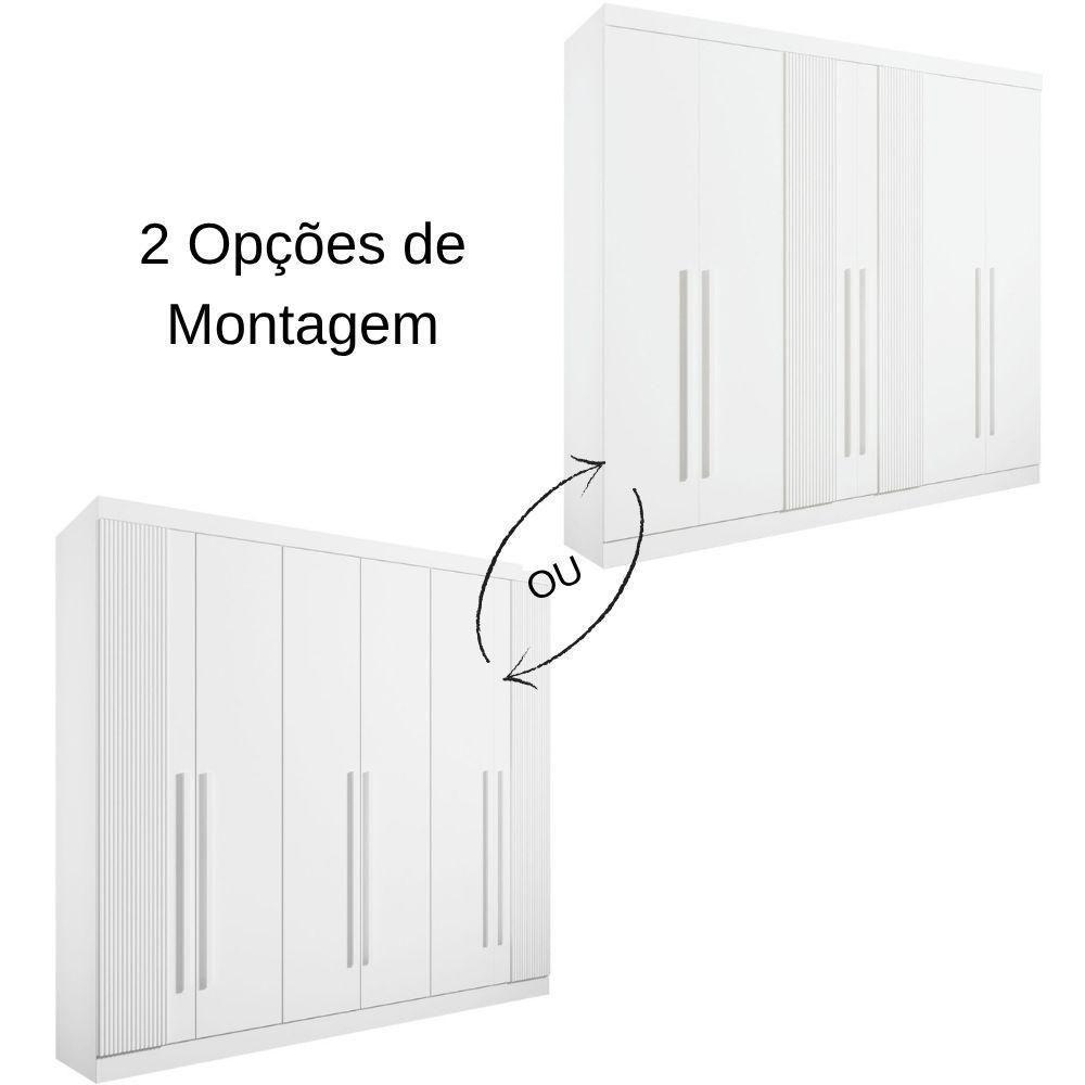 Guarda Roupa Da Vinci Plus Ripado Branco 6 Portas 6 Gavetas D?doro - 5