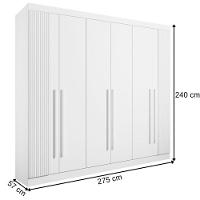 Guarda Roupa Da Vinci Plus Ripado Branco 6 Portas 6 Gavetas D?doro - 3