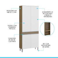 Kit Armário Paneleiro Multiuso 4 Portas Cozinha Mdp Branco Carvalho - 3
